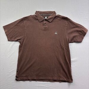 Marc Ecko Cut & Sew Mens Brown Pique Polo Skull Logo XL Short Sleeve Cotton